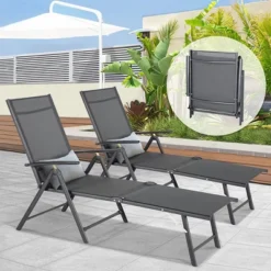 Jomeed Chaise Outdoor Reclining Adjustable Folding Lightweight Beach Patio Lounge Chair With 7 Back Reclining And 2 Leg Positions, Gray 9 Jomeed Chaise Outdoor Reclining Adjustable Folding Lightweight Beach Patio Lounge Chair With 7 Back Reclining And 2 Leg Positions, Gray -Crosley shop GUEST 63bee9f1 d5c5 4cd6 9cd2 0d0bf208ed88