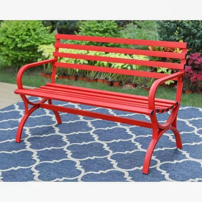 Outdoor Steel Loveseat Bench - Red - Captiva Designs 1 Outdoor Steel Loveseat Bench - Red - Captiva Designs