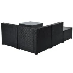 5pc Wicker Patio Sectional Seating Set With Cushions - Black/Blue - GODEER -Crosley shop GUEST 64e8939e 7934 416c a5a8 6e03534b3e6e