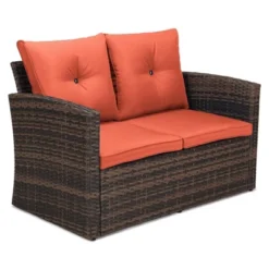 6pc Wicker Outdoor Conversation Set With Cushions - Orange - EDYO LIVING -Crosley shop GUEST 652395ed c009 4b26 b15f 6d85c56ecca3