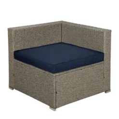 5pc Outdoor Rattan Wicker Sectional Conversation Set With Cushions - Gray/Navy - GODEER -Crosley shop GUEST 653cf01e 13f4 4128 ac95 e5b299999163