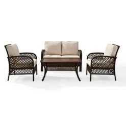 Tribeca 4pc Outdoor Wicker Conversation Set - Sand/Brown - Crosley -Crosley shop GUEST 654001f1 eb6e 4094 b40d 157bb92982a9