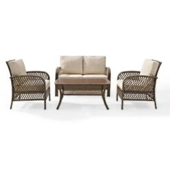 Tribeca 4pc Outdoor Wicker Conversation Set - Sand/Driftwood - Crosley 15 Tribeca 4pc Outdoor Wicker Conversation Set - Sand/Driftwood - Crosley -Crosley shop GUEST 657dd0d0 44e9 4b9a 9357 393f92bd296a