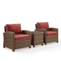 Bradenton 3pc Outdoor Wicker Seating Set With Two Chairs & Side Table Sangria - Crosley -Crosley shop GUEST 65ff2682 6765 4df8 aa3e d10088891539
