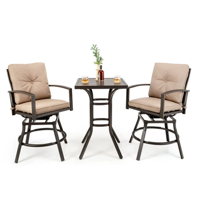 Tangkula Set Of 3 Swivel Bar Height Bistro Set Cushioned Table Stools Furniture Patio Outdoor 1 Tangkula Set Of 3 Swivel Bar Height Bistro Set Cushioned Table Stools Furniture Patio Outdoor