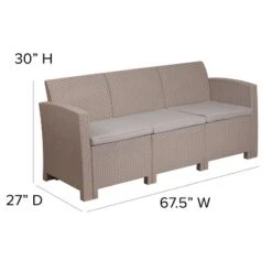 Merrick Lane Outdoor Furniture Resin Sofa Faux Rattan Wicker Pattern Patio 3-Seat Sofa With All-Weather Cushions -Crosley shop GUEST 67c2e3b0 e7e8 4717 9279 af691c73658e