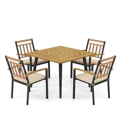 Costway 5 Pieces Patio Dining Set Outdoor Dining Table And Chairs With Cushions 5 Costway 5 Pieces Patio Dining Set Outdoor Dining Table And Chairs With Cushions - Image 5