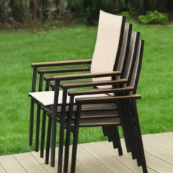 Captiva Designs 9pc Outdoor Dining Set With Rectangle Table And Beige Aluminium Textilene Chairs -Crosley shop GUEST 693fca40 d876 486c aa72 40ae9730e79b