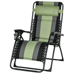 Outsunny XL Oversize Zero Gravity Recliner, Padded Patio Lounger Chair, Folding Chair With Adjustable Backrest, Cup Holder And Headrest For Backyard, Poolside, Lawn -Crosley shop GUEST 6a3658d3 53cc 494d 85af c9316ab33bd4