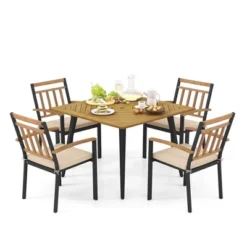 Costway 5 Pieces Patio Dining Set Outdoor Dining Table And Chairs With Cushions