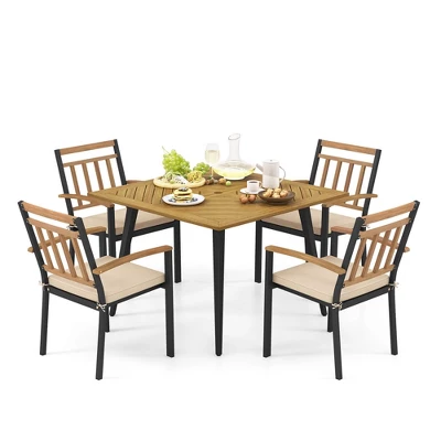 Costway 5 Pieces Patio Dining Set Outdoor Dining Table And Chairs With Cushions 1 Costway 5 Pieces Patio Dining Set Outdoor Dining Table And Chairs With Cushions