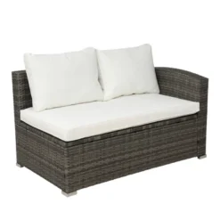4pc Wicker Patio Conversation Set With Cushions - Gray/Beige - GODEER -Crosley shop GUEST 6aa13dd1 d24b 4d74 85be d42f7e872371