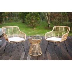 3pc Wicker Bistro Set - Brown/Beige - GODEER -Crosley shop GUEST 6bb3a15e 6a35 4ab8 a927 f91b00c622da