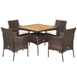 Costway 5PCS Patio Rattan Dining Furniture Set Arm Chair Wooden Table Top 17 Costway 5PCS Patio Rattan Dining Furniture Set Arm Chair Wooden Table Top -Crosley shop GUEST 6ce49c14 82bb 4acc 8a99 94c1707e51d7