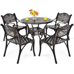 Costway 5 PCS Patio Dining Bistro Sets Cast Aluminum Round Patio Table W/Chairs 9 Costway 5 PCS Patio Dining Bistro Sets Cast Aluminum Round Patio Table W/Chairs -Crosley shop GUEST 6d310876 afa4 462a 9260 4203782f8e1a
