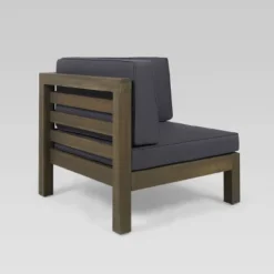 Oana 5pc Acacia Wood V-Shaped Sectional Sofa Set - Gray/Dark Gray - Christopher Knight Home -Crosley shop GUEST 6e03ff39 e1ad 4263 8240 4cef1a2c3580