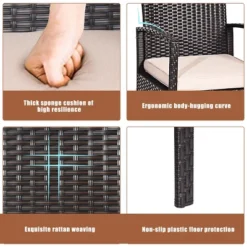 Tangkula 8PCS Conversation Wicker Set Patio Rattan Table&Cushioned Chair -Crosley shop GUEST 6f4aa980 ac7a 40fe 9dbd 7eeb925968d7