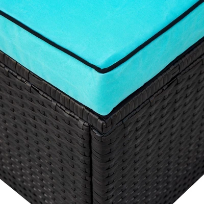 7pc Wicker Outdoor Sectional Seating Set With Cushions - Dark Brown/Blue - GODEER 5 7pc Wicker Outdoor Sectional Seating Set With Cushions - Dark Brown/Blue - GODEER - Image 5