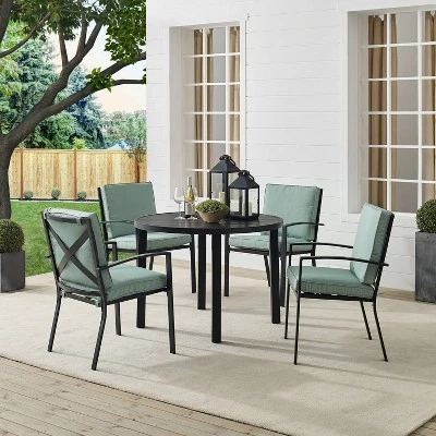 5pc Kaplan Outdoor Steel Round Dining Set Mist/Bronze - Crosley 1 5pc Kaplan Outdoor Steel Round Dining Set Mist/Bronze - Crosley