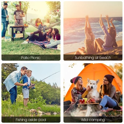 Costway Portable Folding Picnic Double Chair W/Umbrella Table Cooler Beach Camping Chair 4 Costway Portable Folding Picnic Double Chair W/Umbrella Table Cooler Beach Camping Chair - Image 4