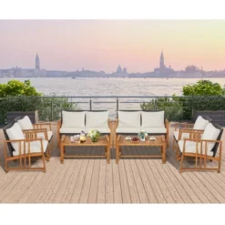 Costway 8PCS Patio Mix Brown Wicker Sofa Set Acacia Wood Frame With Seat & Back Cushions 11 Costway 8PCS Patio Mix Brown Wicker Sofa Set Acacia Wood Frame With Seat & Back Cushions -Crosley shop GUEST 710d51ca a0e8 40e0 873d faa241fb5502