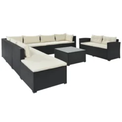 9pc Wicker Patio Sectional Seating Set With Cushions - Black/Beige - GODEER 24 9pc Wicker Patio Sectional Seating Set With Cushions - Black/Beige - GODEER -Crosley shop GUEST 716c1b02 1fb0 4d12 be22 fbf07e9f44b7