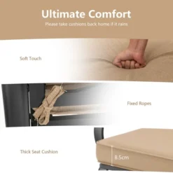 Costway Patio 2-Person Glider Bench Rocking Loveseat Cushioned Armrest Brick RedBeigeBlue -Crosley shop GUEST 725a6481 cca0 4919 8acb a946c1e44151