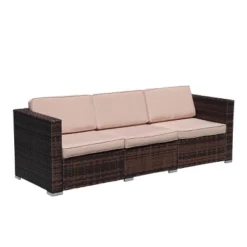 4pc Wicker Patio Sectional Seating Set With Cushions - Natural - GODEER -Crosley shop GUEST 728852d4 c288 4f38 89d3 3ca26604dc92
