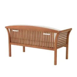 Stamford Eucalyptus Wood Outdoor Bench With Cushions - Natural - Alaterre Furniture -Crosley shop GUEST 72f645b4 351e 4603 9d22 c816115ece12
