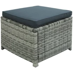 6pc Wicker Patio Set With Glass Table Ottomans - Gray/Dark Gray - GODEER 35 6pc Wicker Patio Set With Glass Table Ottomans - Gray/Dark Gray - GODEER -Crosley shop GUEST 734c3065 88c9 4cba 9c05 66a95651b7eb 1