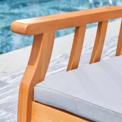 Kapalua Honey Nautical Eucalyptus Wooden Outdoor Garden Bench - Vifah -Crosley shop GUEST 740074d7 127e 464e 9d01 fc67d59b0554