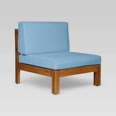 Brava 5pc Acacia Sectional Sofa Set - Teak/Blue - Christopher Knight Home 3 Brava 5pc Acacia Sectional Sofa Set - Teak/Blue - Christopher Knight Home - Image 3