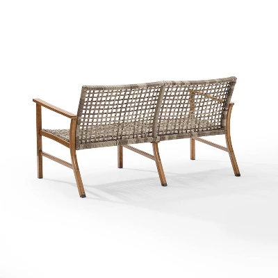 Ridley Outdoor Wicker & Metal Loveseat - Gray - Crosley 3 Ridley Outdoor Wicker & Metal Loveseat - Gray - Crosley - Image 3