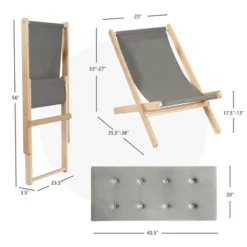 Costway Set Of 4 Foldable Wood Sling Beech Chairs W/ 3 Adjustable Positions&Free Cushion -Crosley shop GUEST 760e9b3a 79bf 4b3c b07c 339b52d3c604