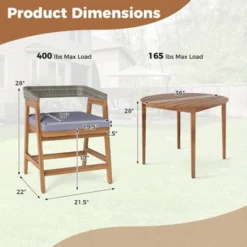 Costway 5 Piece Patio Dining Set Outdoor Solid Wood Furniture With Rattan Backrest -Crosley shop GUEST 76ab7818 2e25 4d90 930b 41543ae134f1
