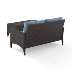 Kiawah 2pc Wicker Patio Seating Set - Blue - Crosley -Crosley shop GUEST 78035f14 8318 445b 9a53 b0d04c28959d