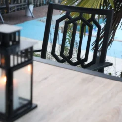 3pc Wrought Iron Patio Dining Set With Square Table With Umbrella Hole & Swivel Chairs - Captiva Designs -Crosley shop GUEST 780ea841 6dd5 4f1b 94ec ca1020ef4406