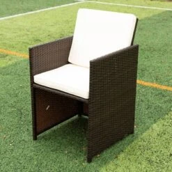 9pc Wicker Outdoor Dining Set With Cushion - Dark Brown/Beige - GODEER -Crosley shop GUEST 78513f8f 4a87 4f89 a38b ee2fefaaee4b