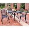 Sedona 42" 5pc Outdoor Dining Set With Highback Chairs - Black - Crosley