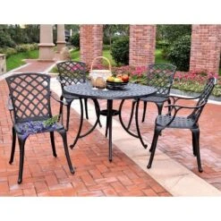 Sedona 42" 5pc Outdoor Dining Set With Highback Chairs - Black - Crosley