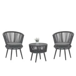 3pc Outdoor Wicker Conversation Set With Cushions - Dark Gray - GODEER 18 3pc Outdoor Wicker Conversation Set With Cushions - Dark Gray - GODEER -Crosley shop GUEST 78bcfd1d a20a 4b63 b510 ae2f7a83846d