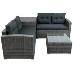 4pc Wicker Patio Set With Large Storage Box & Cushions - Gray - GODEER -Crosley shop GUEST 791e2ff4 7c54 472c 9b30 c8fcf8a4fd63