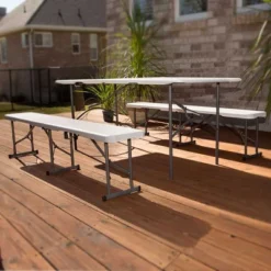 Folding Bench White Granite - Lifetime -Crosley shop GUEST 79273de3 3462 4f76 96e9 314d90e027b4