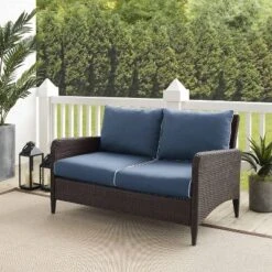 Kiawah Outdoor Wicker Loveseat Blue - Crosley -Crosley shop GUEST 79607747 de8f 4cb9 bd1a 1ef14d948d70