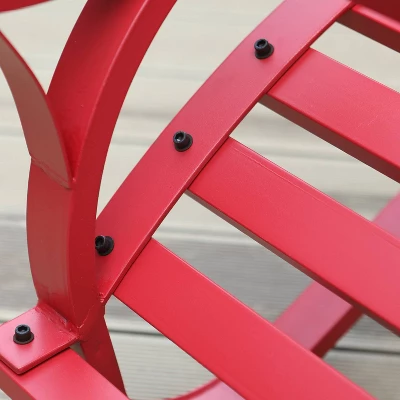 Outdoor Steel Loveseat Bench - Red - Captiva Designs 3 Outdoor Steel Loveseat Bench - Red - Captiva Designs - Image 3