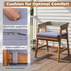 Costway 5 Piece Patio Dining Set Outdoor Solid Wood Furniture With Rattan Backrest -Crosley shop GUEST 79b36442 fabd 41da a911 b45bedb49316