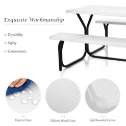 Costway Picnic Table Bench Set Outdoor Backyard Patio Garden Party Dining All Weather White -Crosley shop GUEST 79f0f3fb b7aa 4456 be93 3253638b74fd