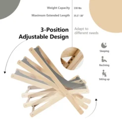 Costway Set Of 4 Foldable Wood Sling Beech Chairs W/ 3 Adjustable Positions&Free Cushion -Crosley shop GUEST 7a0f0a50 ad49 4f0a ba7f 6ddf04a59c6e