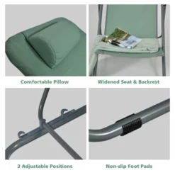 Tangkula 2 PCS Beach Chair Lounger Reclining Folding Chair W/3-Position Adjustable Backrest Blue/Orange/Green -Crosley shop GUEST 7b79a755 f2a7 40a5 9510 a83e7dd74f0a