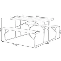 Gardenised Gray Outdoor Foldable Woodgrain Portable Picnic Table Set, 5 Feet Long -Crosley shop GUEST 7cc5a016 cad9 4cf5 b84b 5332a2b65b22